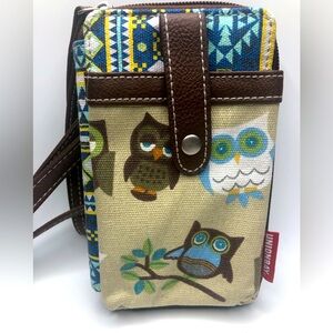 Union Bay owl crossbody wristlet wallet.